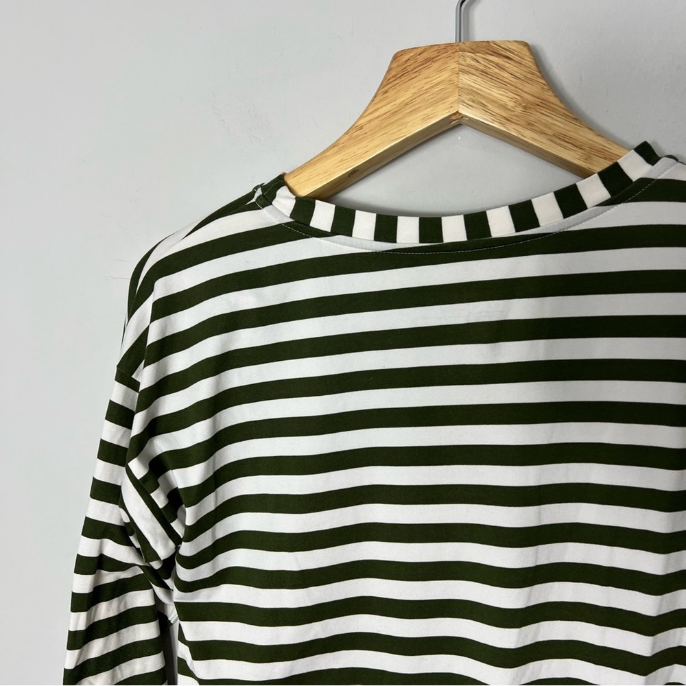 Albion Striped Long Sleeve Tee Shirt Soft Green White XS 890 - Picture 6 of 6